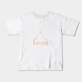 Cancer Zodiac Constellation in Rose Gold Kids T-Shirt